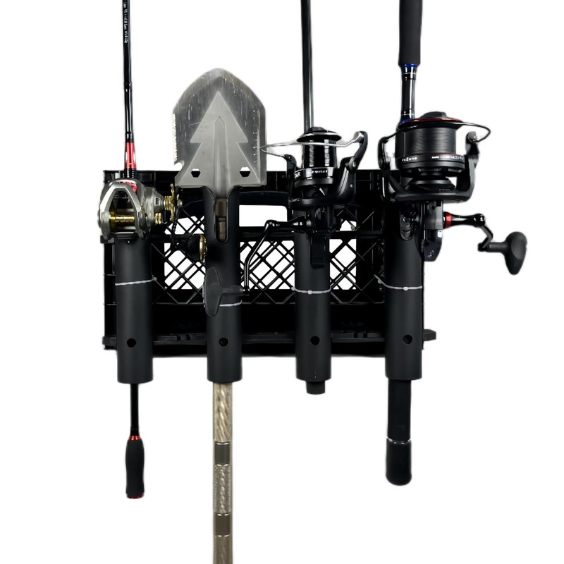 HiUmi Wall Mounted Fishing Rod Holders Tubes Links Fishing Rod Holder Rack Rests (4-Pole-Black) - Image 4